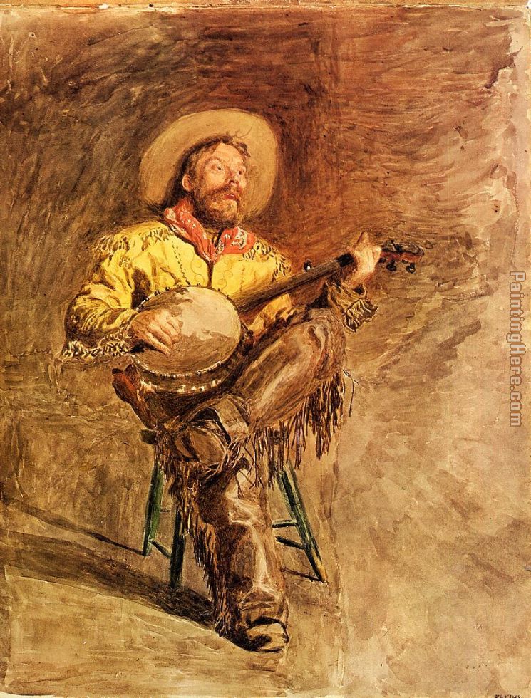 cowboy singing painting - Thomas Eakins cowboy singing art painting